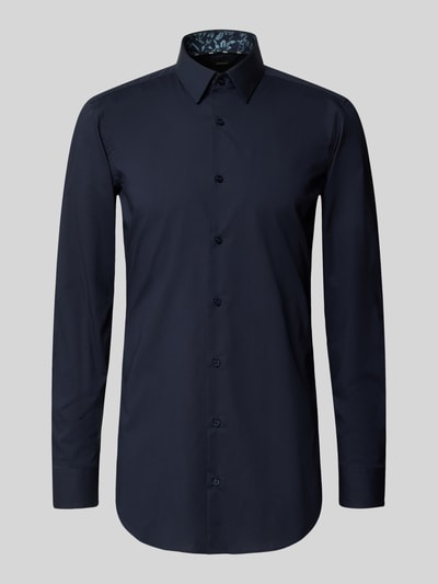 BOSS Koszula biznesowa o kroju slim fit z bardzo długim rękawem model ‘HANK’ Granatowy 2