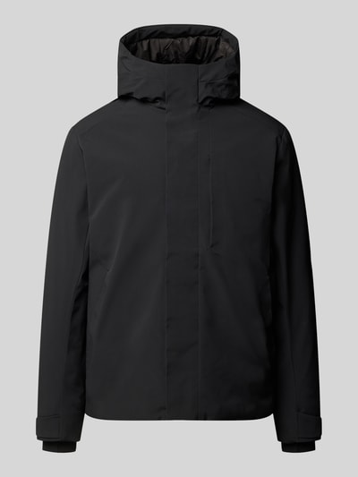 Produktfoto, Jacke mit verdecktem Reißverschluss Modell 'KEEN' von JACK & JONES, Regular Fit, Kapuze, schwarze Farbe, glatte Struktur