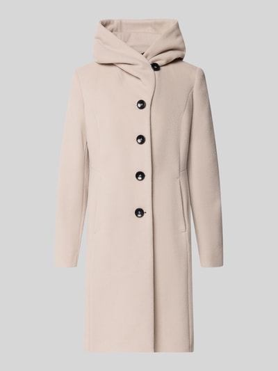 Produktfoto, Mantel aus Schurwoll-Mix mit Kaschmir-Anteil Modell 'Bella' von Milo Coats in Beige, Stehkragen, Knopfleiste, Eingrifftaschen
