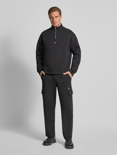 HUGO Relaxed Fit Sweatshirt aus Baumwoll-Mix Modell 'DANOVOTOP' Black 1