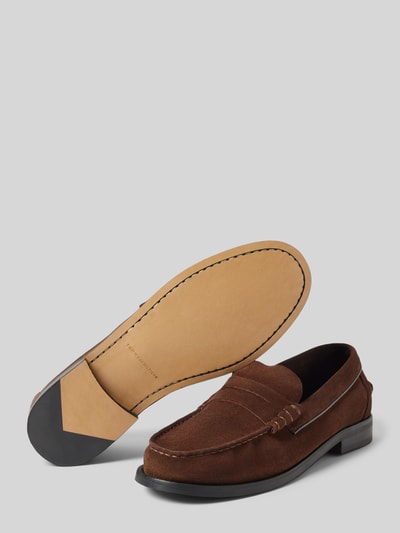 Tommy Hilfiger Leren loafers met blokhak Donkerbruin - 4