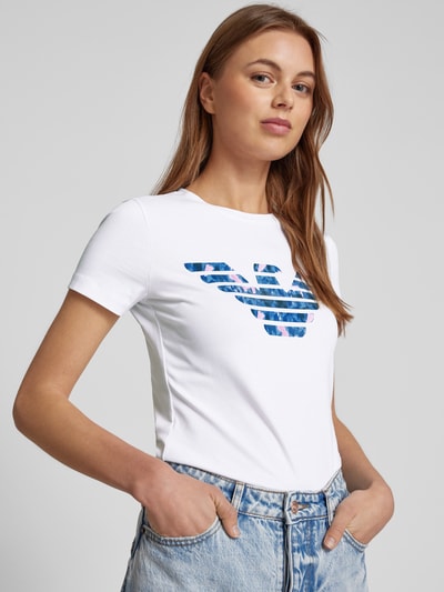 Emporio Armani T-Shirt mit Logo-Print Weiss 3