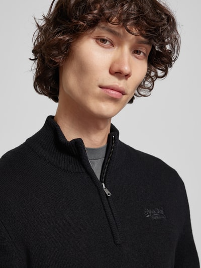 Superdry Gebreide pullover met opstaande kraag Zwart - 3