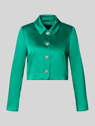 Produktfoto, Slim Fit Blazer mit Umlegekragen und Knopfleiste von Marc Cain aus grünem Material-Mix mit Viskose-Anteil, glatte Oberfläche