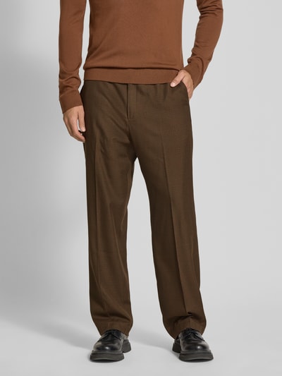 Les Deux Straight Leg Hose mit Bügelfalten Dunkelbraun 4