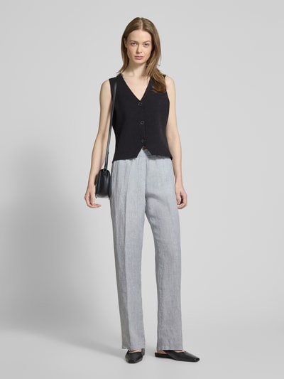 Brax Straight leg linnen broek met strikceintuur, model 'STYLE.FARINA' Lichtgrijs - 1