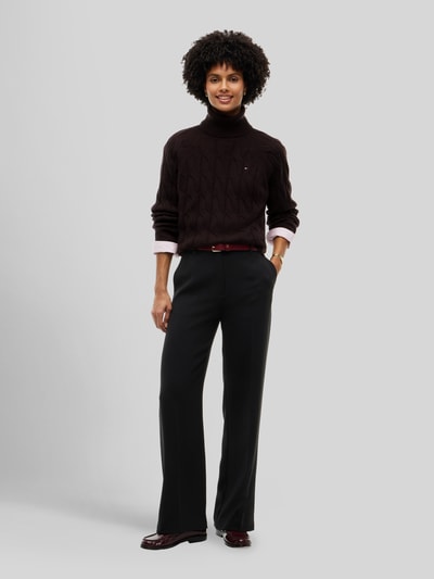 Tommy Hilfiger relaxed fit coltrui van pure wol Donkerbruin - 1