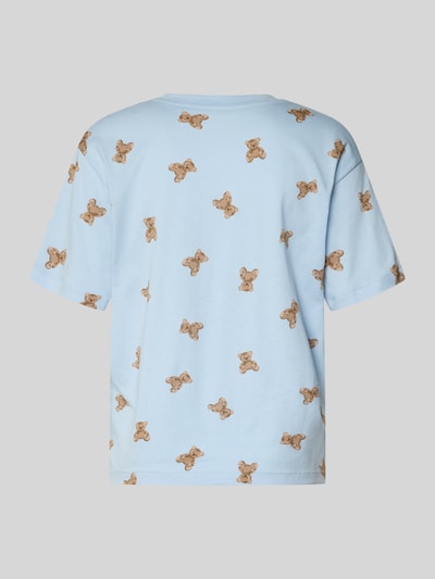 Produktfoto, Regular Fit T-Shirt mit Allover-Motiv-Print von Jake*s Casual aus reiner Baumwolle in Hellblau mit Rundhalsausschnitt und Bärchen-Print