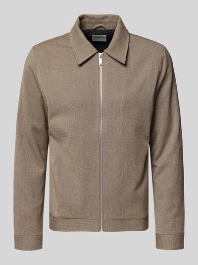 Lindbergh Slim fit overhemdjack met ritssluiting Zand - 2