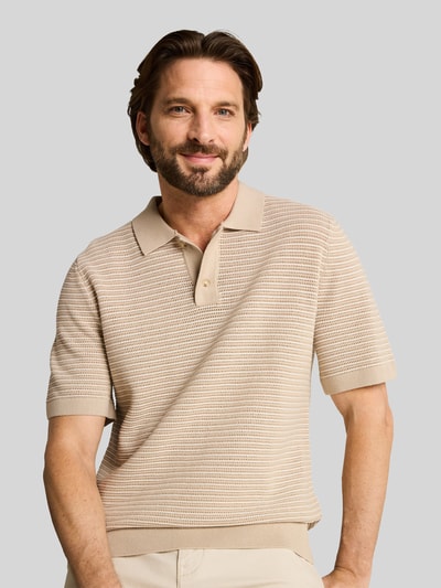 Tom Tailor Regular Fit Poloshirt aus einer Baumwolle in Strickoptik Beige 3