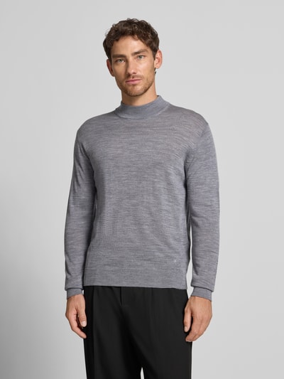 Manuel Ritz Gebreide pullover van merinowol Lichtgrijs - 4