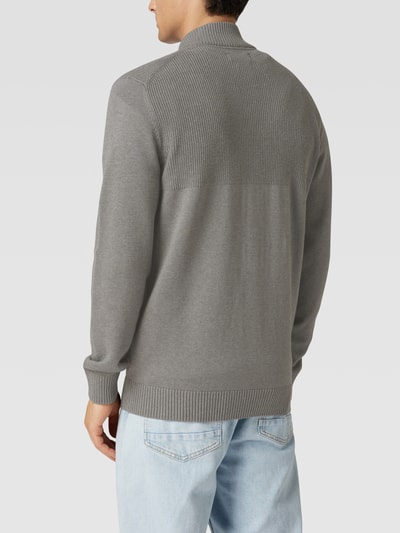 Christian Berg Men Strickjacke aus Baumwolle mit gerippten Abschlüssen Graphit meliert 5