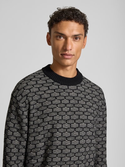 SELECTED HOMME Relaxed fit gebreide pullover van wolmix, model 'KEITH' Zwart - 3