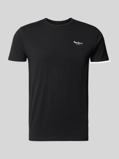 Produktfoto, Slim Fit T-Shirt aus Baumwoll-Mix Modell 'ORIGINAL BASIC 3' von Pepe Jeans, Optik: Unifarben, Jersey-Textur, Label-Schriftzug, Rundhals, Kurzarm