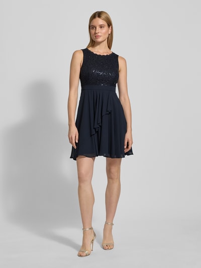 Jake*s Cocktail Cocktailkleid mit Rundhalsausschnitt Marine Melange 1