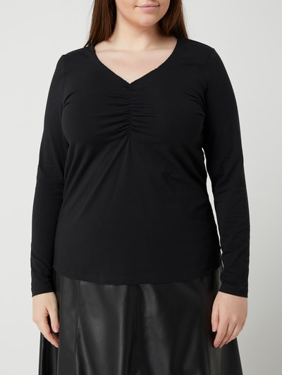 Vero Moda Curve PLUS SIZE shirt met plooien, model 'Broling' Zwart - 4