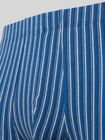 Produktfoto, gestreifte Trunks in Blau- und Grautönen, glatte Baumwoll-Mix-Textur, Slim Fit Trunks aus Baumwoll-Mix im 3er-Pack von SCHIESSER, elastischer Bund, Herren Unterwäsche