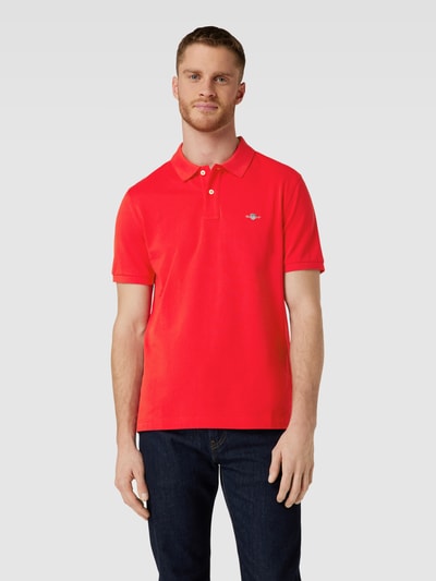 Gant Regular fit poloshirt met labelstitching, model 'SHIELD' Rood - 4