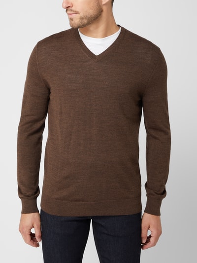 Christian Berg Men Pullover van wolmix  Chocoladebruin - 4