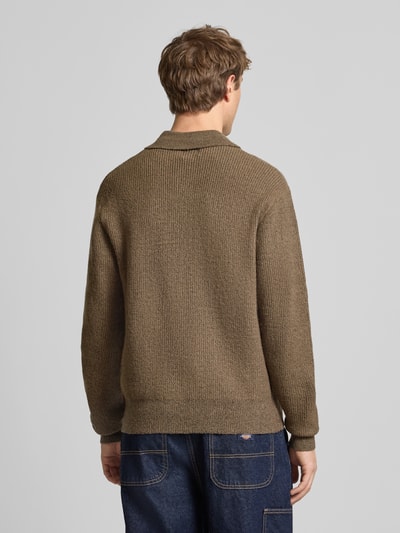 Redefined Rebel Gebreide pullover met polokraag, model 'NIXON' Middenbruin gemêleerd - 5