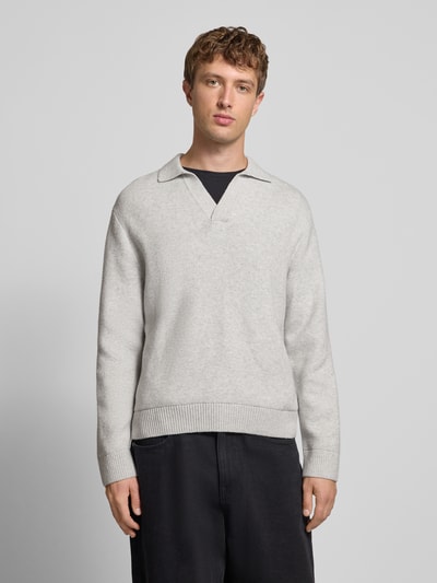 Jack & Jones Gebreide pullover met V-hals, model 'COVER' Lichtgrijs gemêleerd - 4
