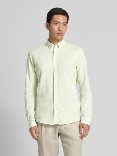 Lindbergh Regular Fit Freizeithemd aus Leinen-Baumwoll-Mix Mint 4