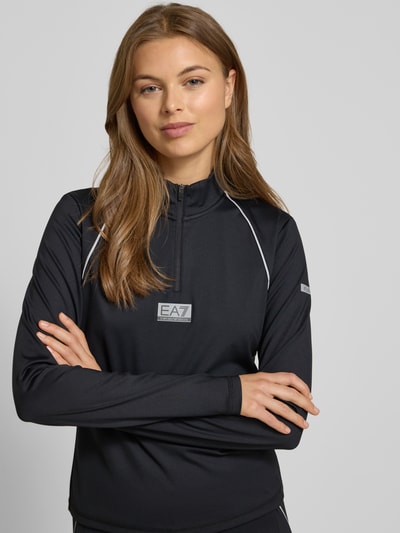 EA7 Emporio Armani Bluzka funkcyjna ze stójką i logo Czarny 3