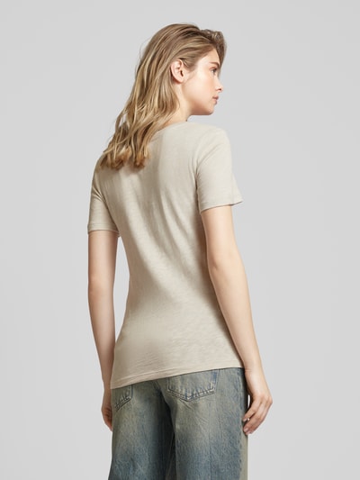 Marc O'Polo T-shirt z dekoltem w zaokrąglony serek Piaskowy 5