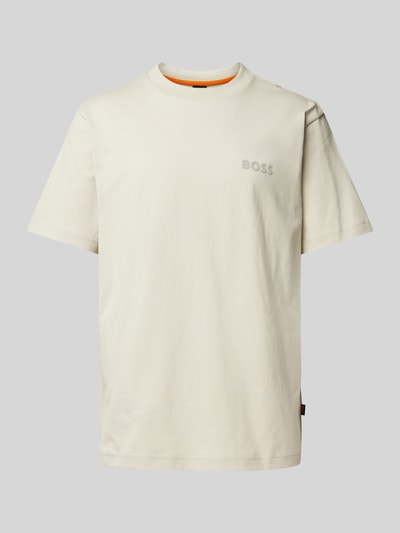 BOSS Orange T-shirt met labelprint, model 'Telogoboss' Zand - 2