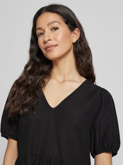 Vila Tailliertes Minikleid aus Viskose-Mix mit Leinen-Anteil Modell 'PRISILLA' Black 3