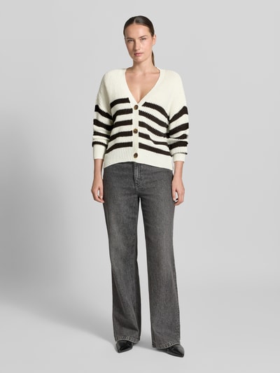 VERO MODA Oversized Strickjacke mit V-Ausschnitt Modell 'LEA' Weiss 1