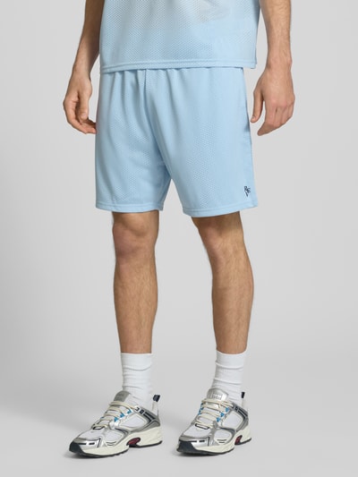 REVIEW Shorts aus Mesh mit Logo-Print Hellblau 4