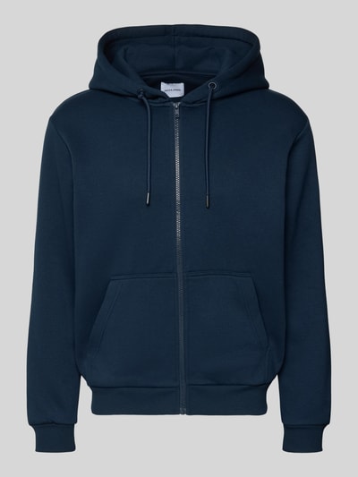 Produktfoto, Sweatjacke met capuchon Model 'BRADLEY' van Jack & Jones, katoenmix, los model, ritssluiting, kangoeroezak, donkerblauw.