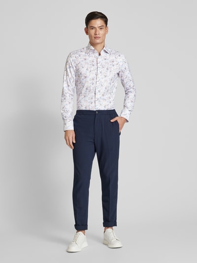 Eterna Slim fit zakelijk overhemd met all-over motief Wit - 1