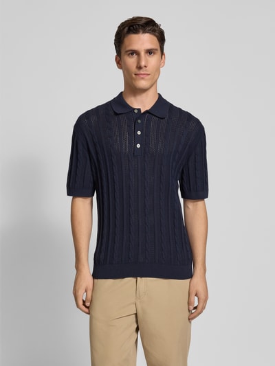 Jack & Jones Premium Poloshirt in gebreide look, model 'MASON' Donkerblauw - 4