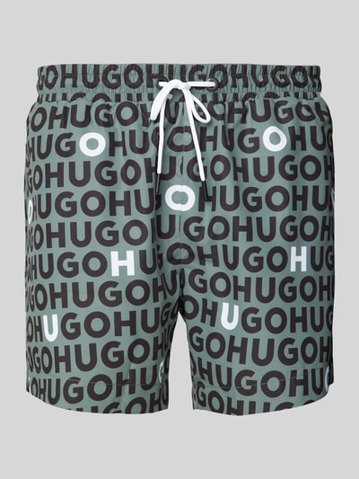 HUGO Regular Fit Badehose mit Label-Print Modell 'TORTUGA' Khaki 1