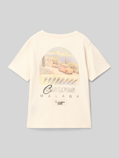 Jack & Jones T-Shirt mit Label-Print Modell 'ALMERIA' Ecru 3