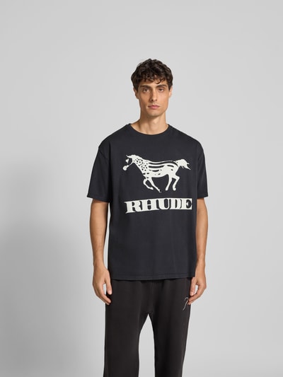 RHUDE T-Shirt mit Label-Print Black 4