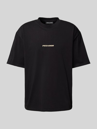 Pegador T-shirt o kroju oversized z nadrukiem z logo Czarny 2