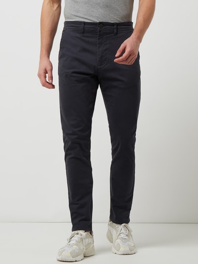 !Solid Slim Fit Chino mit Stretch-Anteil  Dunkelblau 4