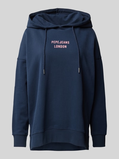 Pepe Jeans Oversized Hoodie mit Label-Print Modell 'RIKKI' Marine 1