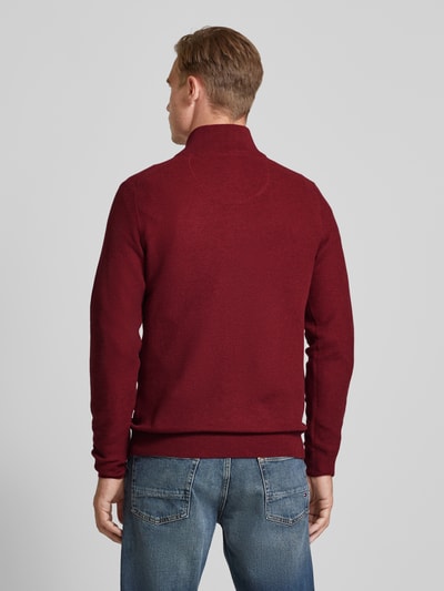 Fynch-Hatton Gebreide pullover met labelstitching Bordeaux - 5