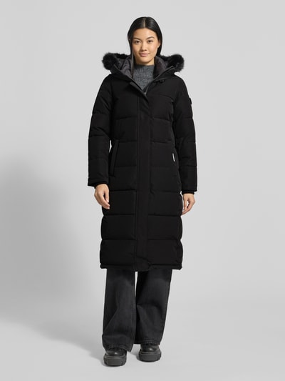 khujo Płaszcz pikowany z detalami z logo Czarny 4