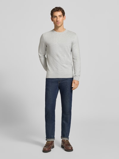 MCNEAL Strickpullover aus Baumwoll-Kaschmir-Mix mit Rundhalsausschnitt Hellgrau Melange 1
