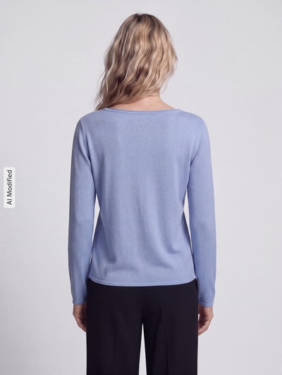 s.Oliver RED LABEL Regular fit pullover van mix van katoen en viscose Lichtblauw - 5