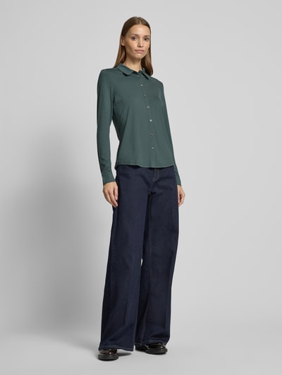 Marc O'Polo Regular fit jersey blouse van viscosemix met smalle mouwen Smaragdgroen - 1