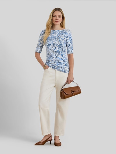 Lauren Ralph Lauren t-shirt o kroju slim fit z mieszanki bawełny Jasnoniebieski melanż 1