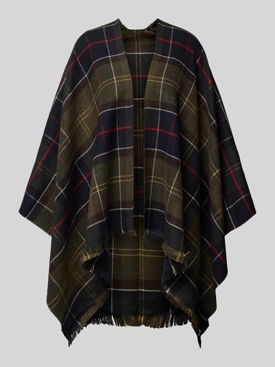 Barbour Poncho met franjes, model 'STAFFEN' Olijfgroen - 1