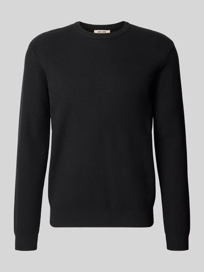 ONLY & SONS Strickpullover aus Viskose-Mix mit Jacquardstruktur und Rundhalsausschnitt Black 2