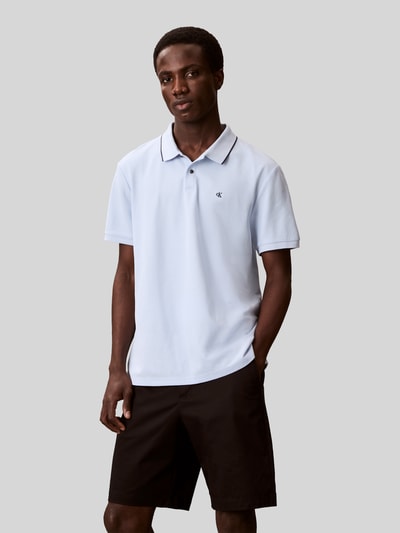 CK Calvin Klein Poloshirt mit Logo Stitching aus reiner Baumwolle Sky 4